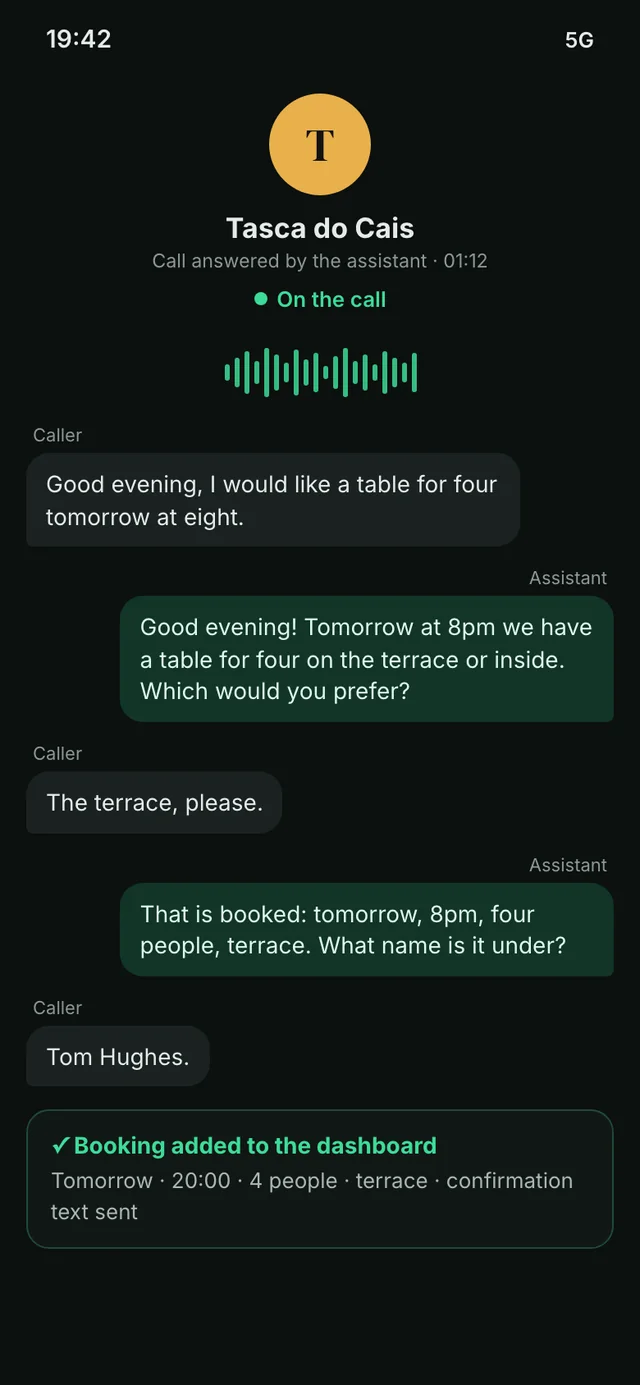 Illustrative example: a call answered by AI